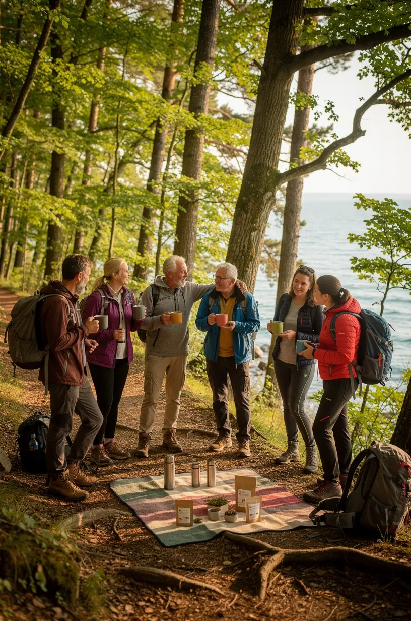 Teáscsésze és vízcseppek, amelyek a hidratáció és a természetes összetevők harmóniáját szimbolizálják